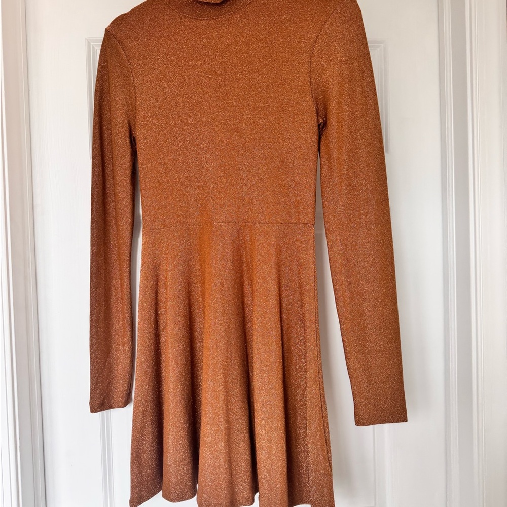 Wild Fable Sparkling Copper Mock Neck Dress